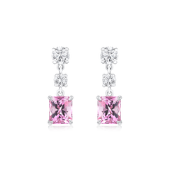 1.97ct Pink Tourmaline and Diamond Drop Earrings