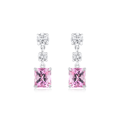 1.97ct Pink Tourmaline and Diamond Drop Earrings