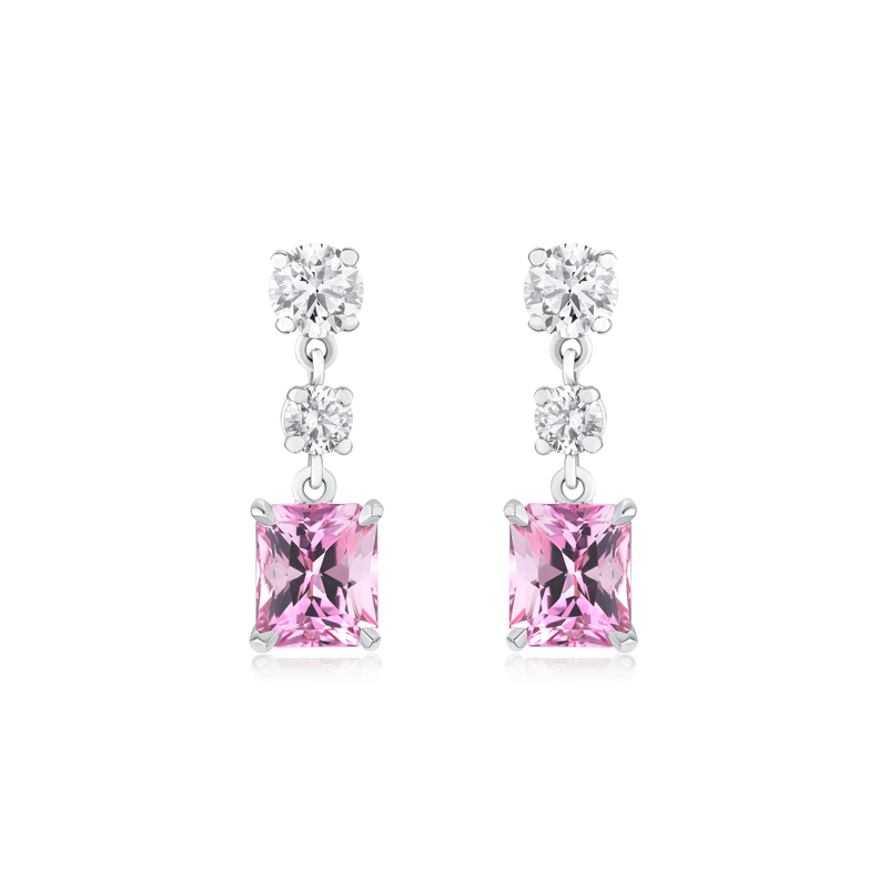 1.97ct Pink Tourmaline and Diamond Drop Earrings