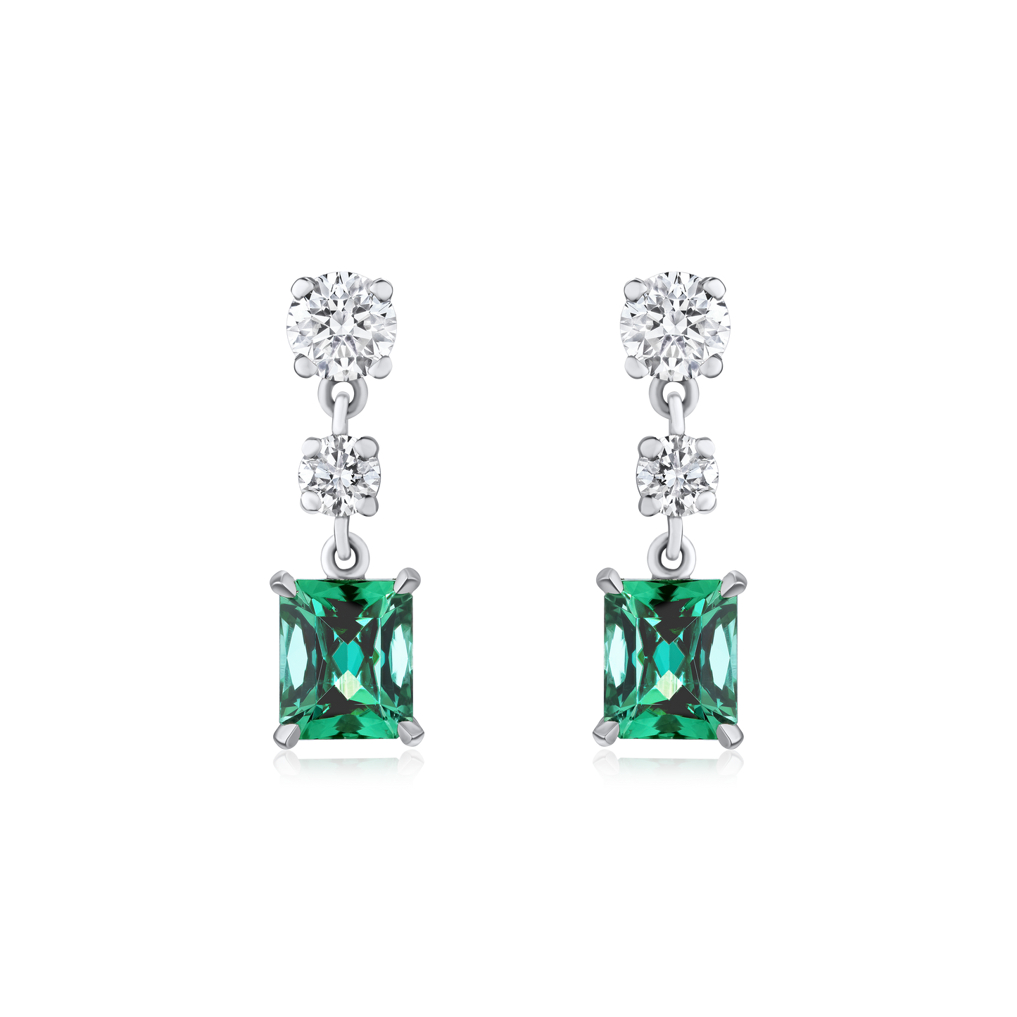 1.82ct Green Tourmaline and Diamond Drop Earrings