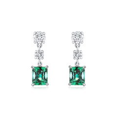 1.82ct Green Tourmaline and Diamond Drop Earrings