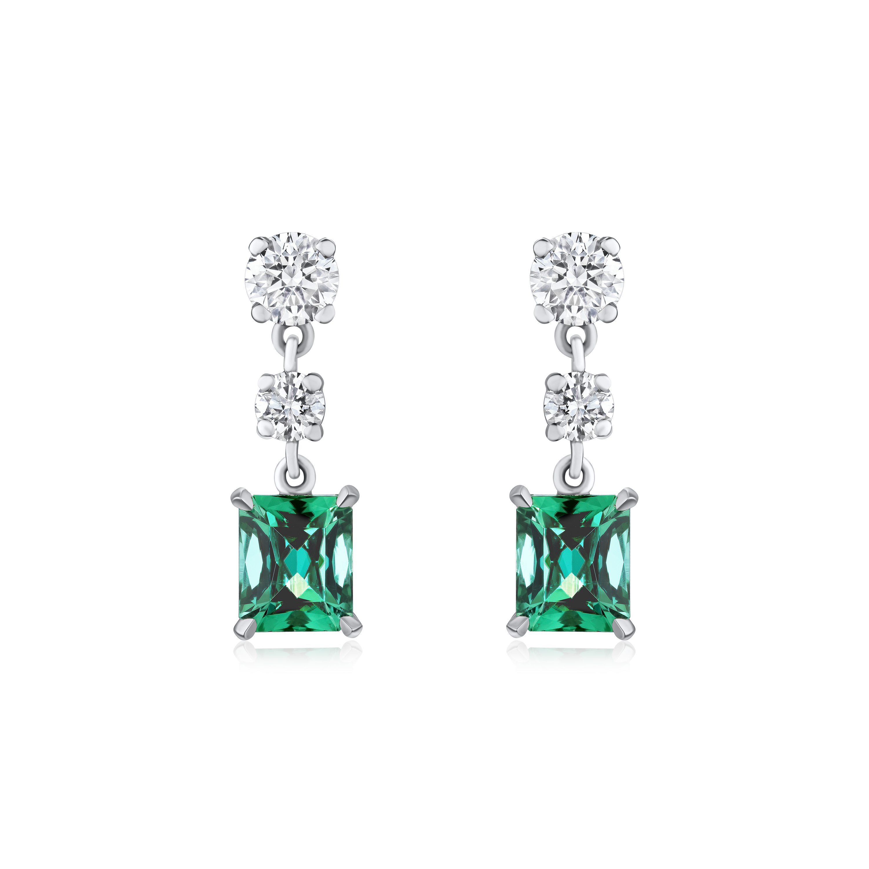 1.82ct Green Tourmaline and Diamond Drop Earrings