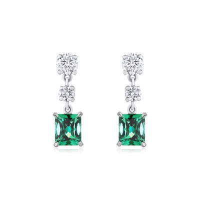 1.82ct Green Tourmaline and Diamond Drop Earrings