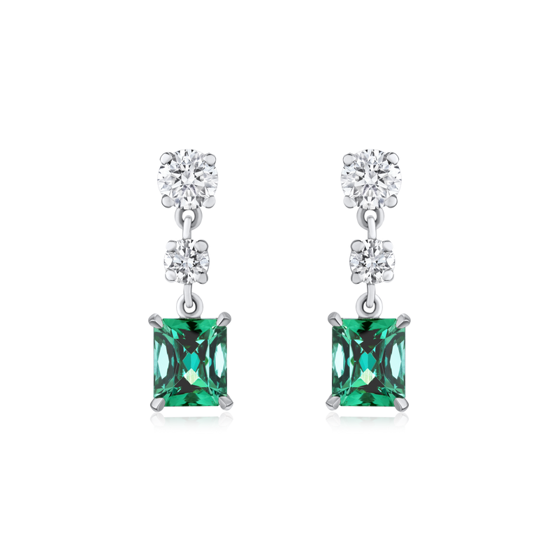 1.82ct Green Tourmaline and Diamond Drop Earrings
