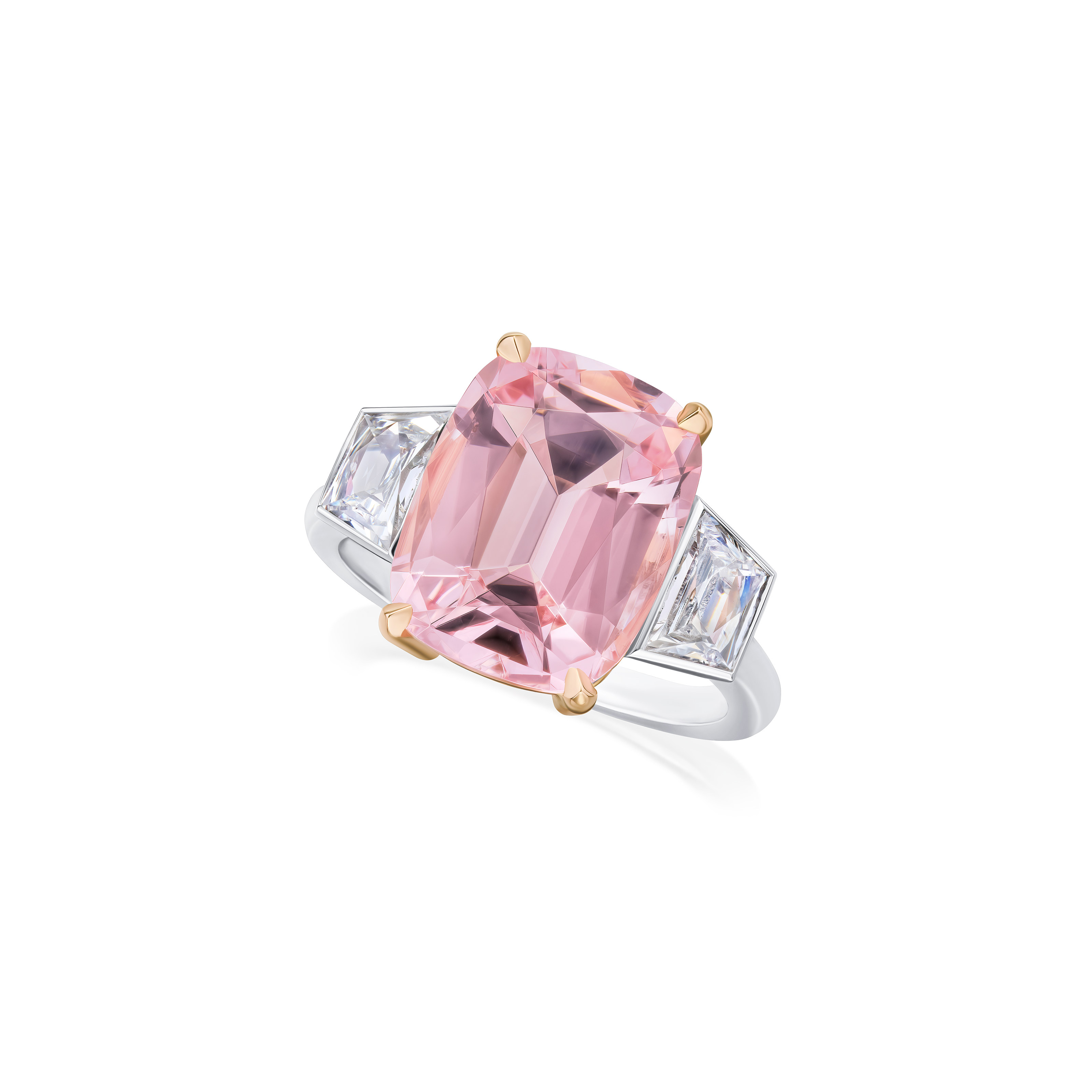 5.21cts Morganite and Diamond Three Stone Ring