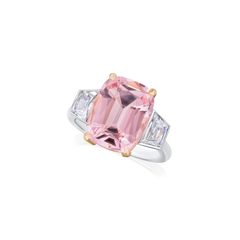 5.21cts Morganite and Diamond Three Stone Ring