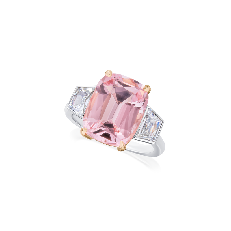 5.21cts Morganite and Diamond Three Stone Ring
