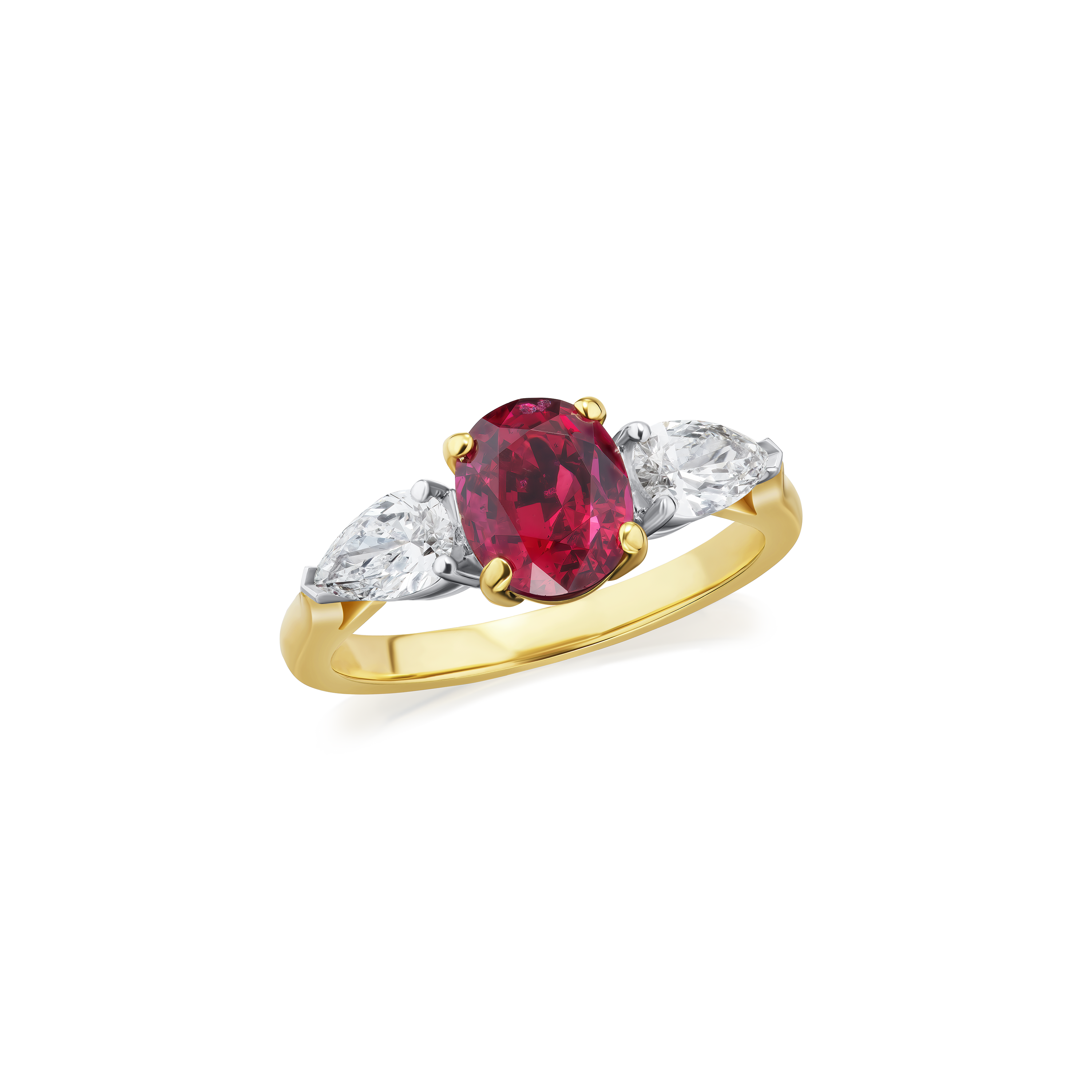 1.91ct Red Spinel and Diamond Three Stone Ring