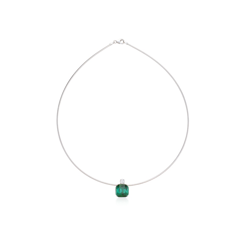 9.49ct Green Tourmaline and Diamond Pendant