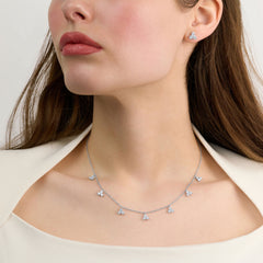 Trefoil Diamond Drop Platinum Necklet
