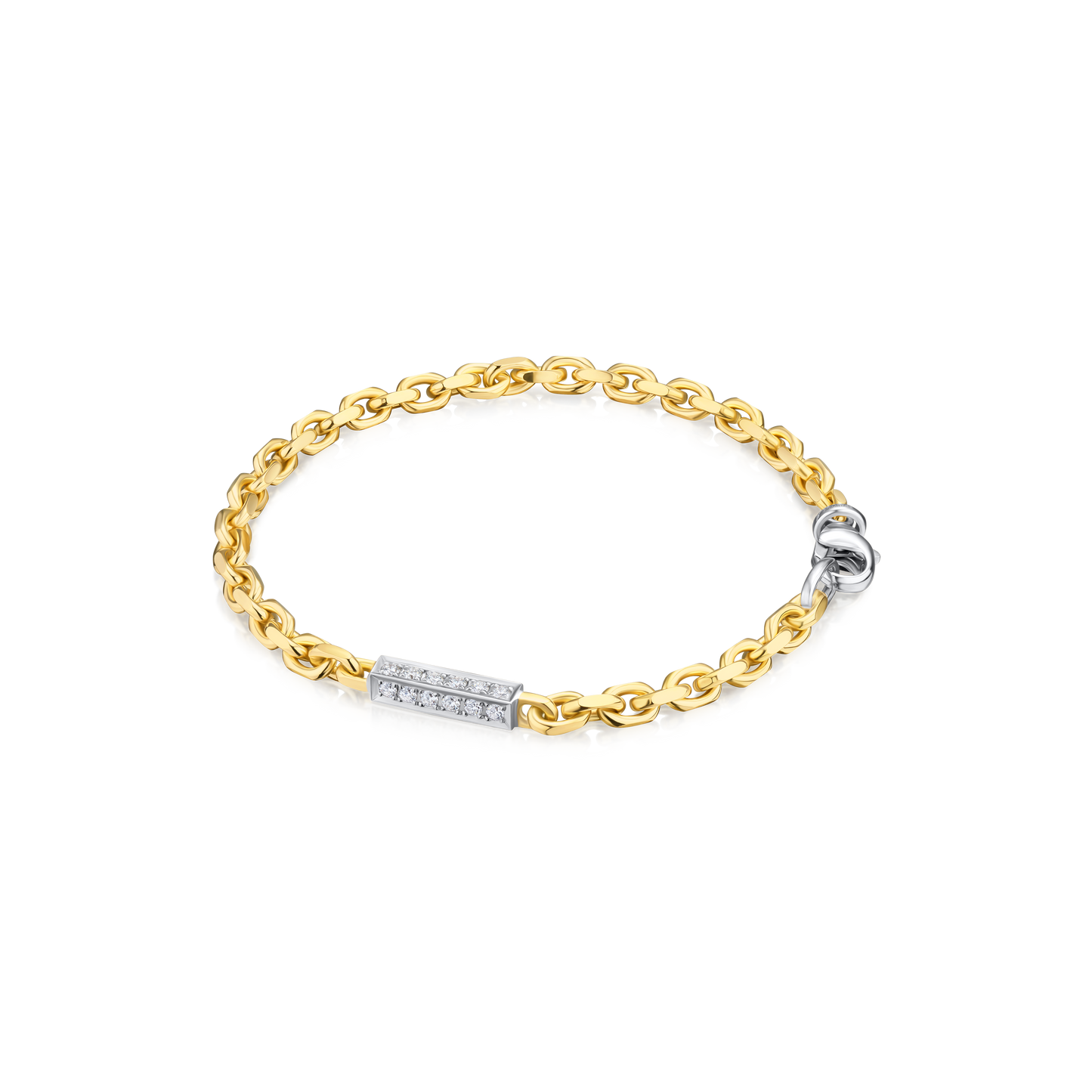 18ct Yellow Gold Bracelet With Diamond Set Bar