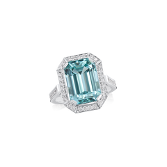 6.66ct Mint Green Tourmaline and Diamond Ring