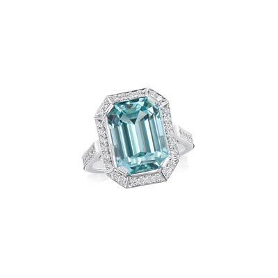 6.66ct Mint Green Tourmaline and Diamond Ring