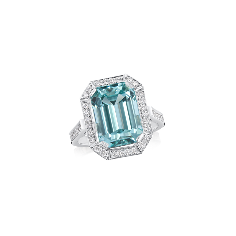6.66ct Mint Green Tourmaline and Diamond Ring