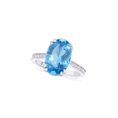 3.31ct Aquamarine Ring With Diamond Set Shoulders