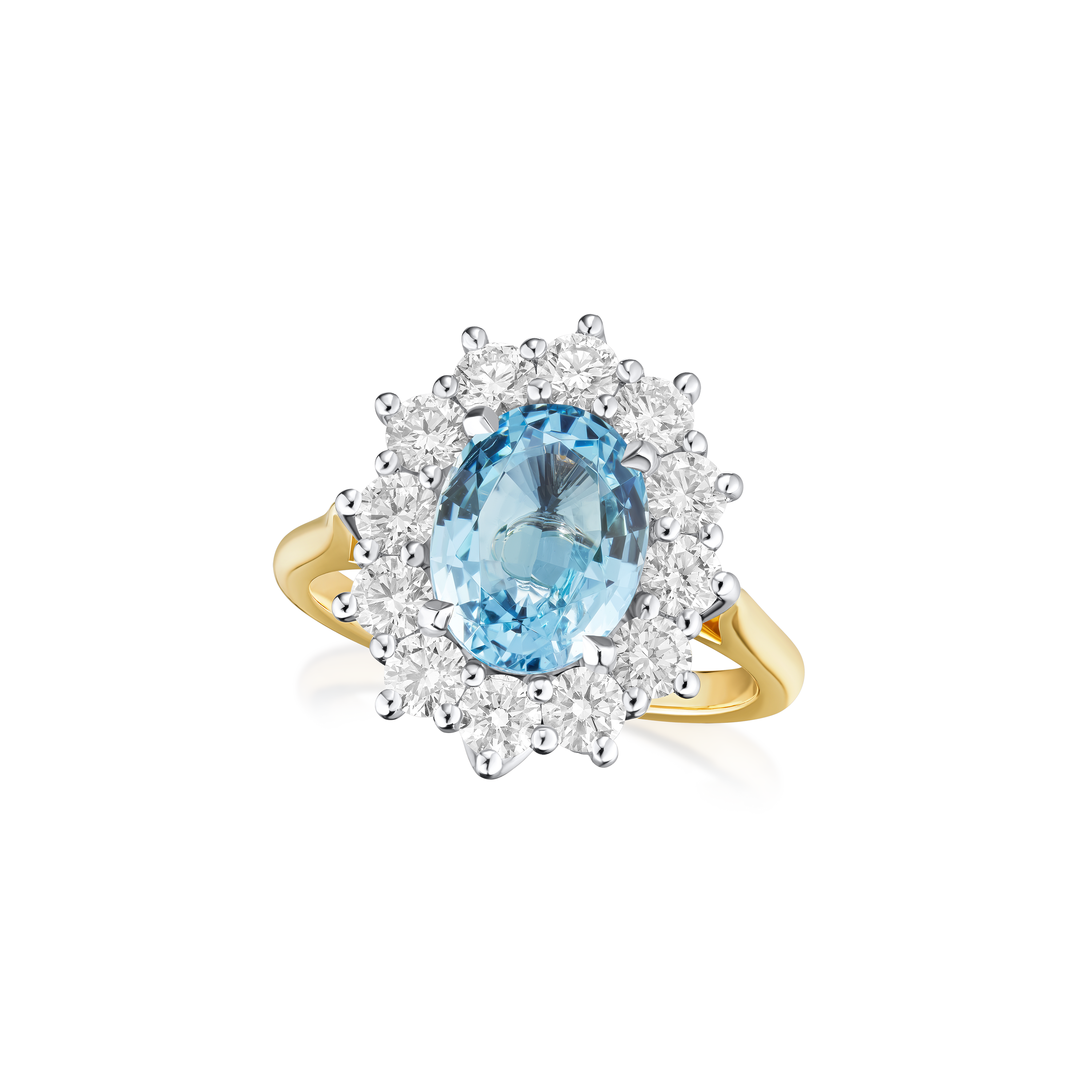 2.30cts Aquamarine and Diamond Cluster Ring