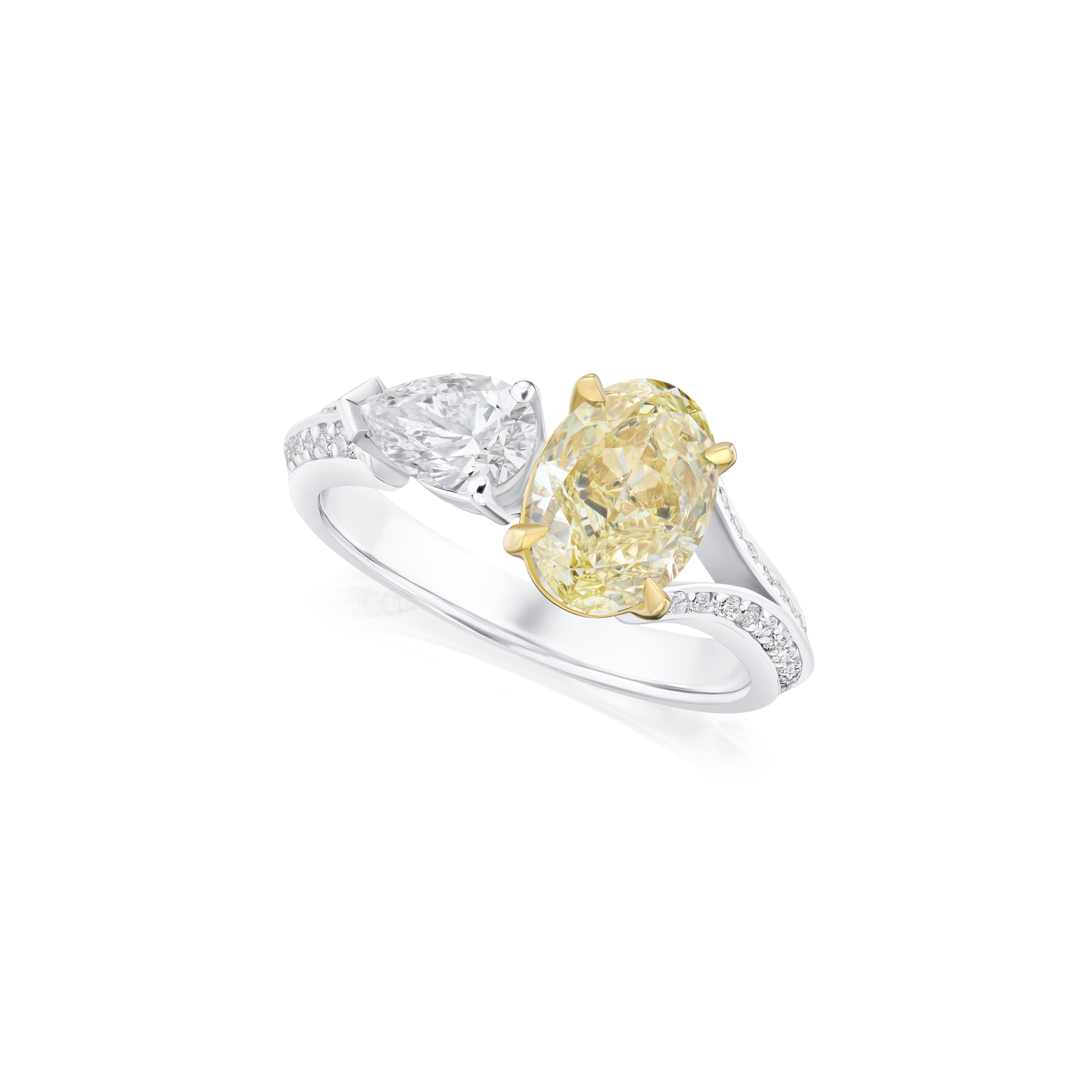 1.88ct Yellow and White Diamond Two Stone Ring