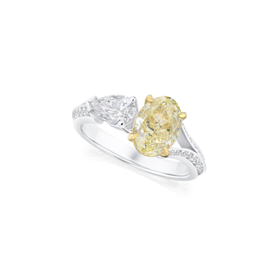 1.88ct Yellow and White Diamond Two Stone Ring