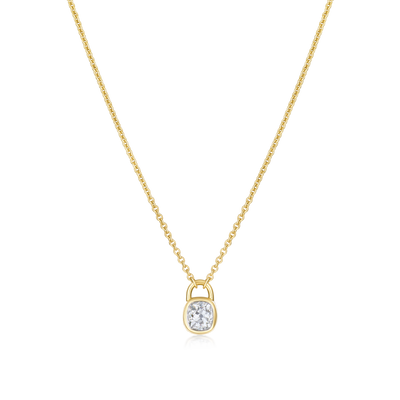 18ct Yellow Gold Diamond Padlock Pendant