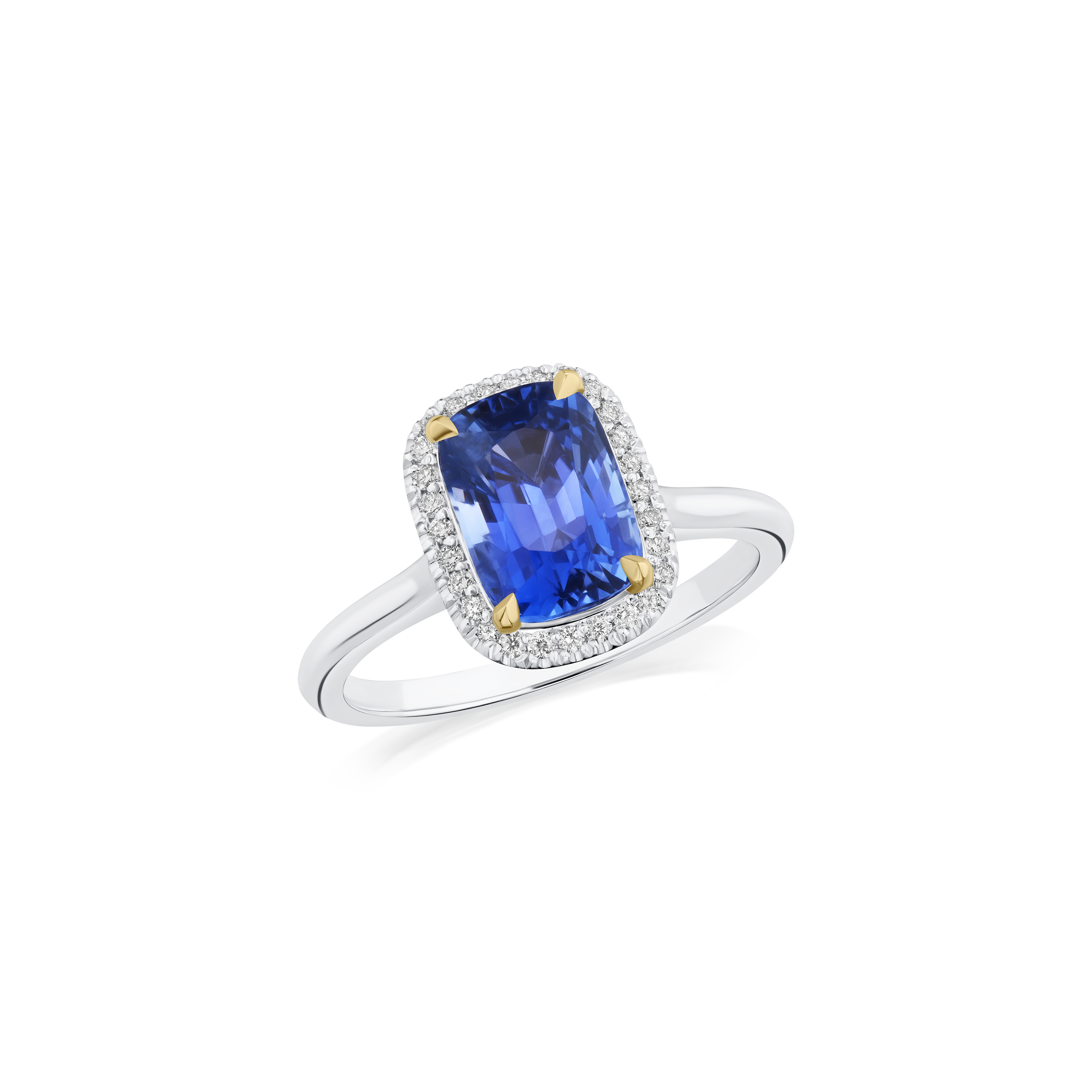 3.01ct Blue Sapphire and Diamond Halo Ring
