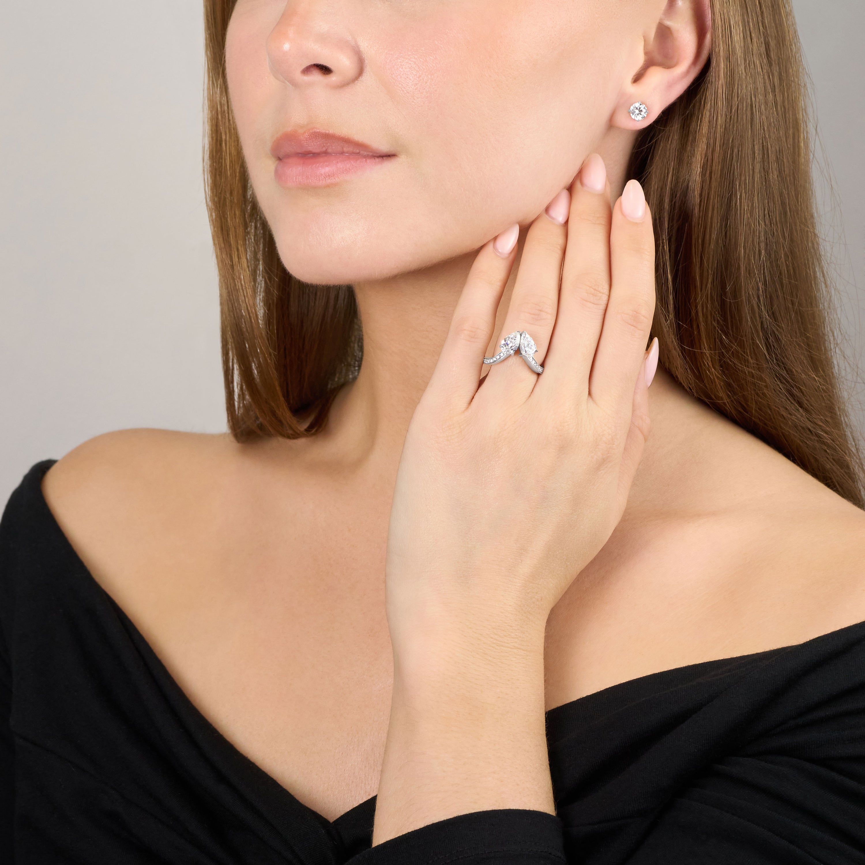 2.00ct Pear Cut Diamond Two Stone Ring