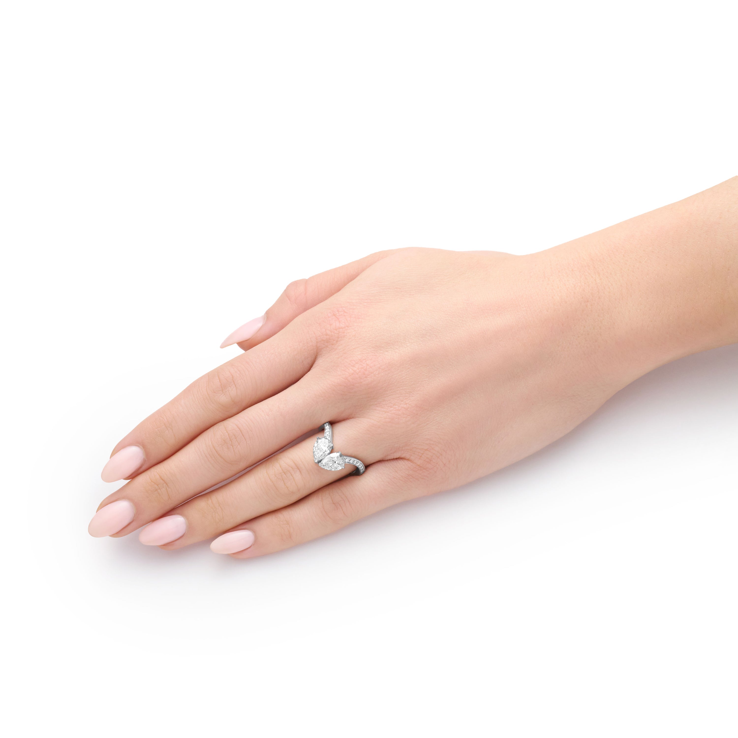 2.00ct Pear Cut Diamond Two Stone Ring