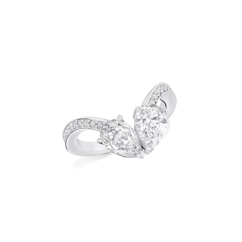 2.00ct Pear Cut Diamond Two Stone Ring