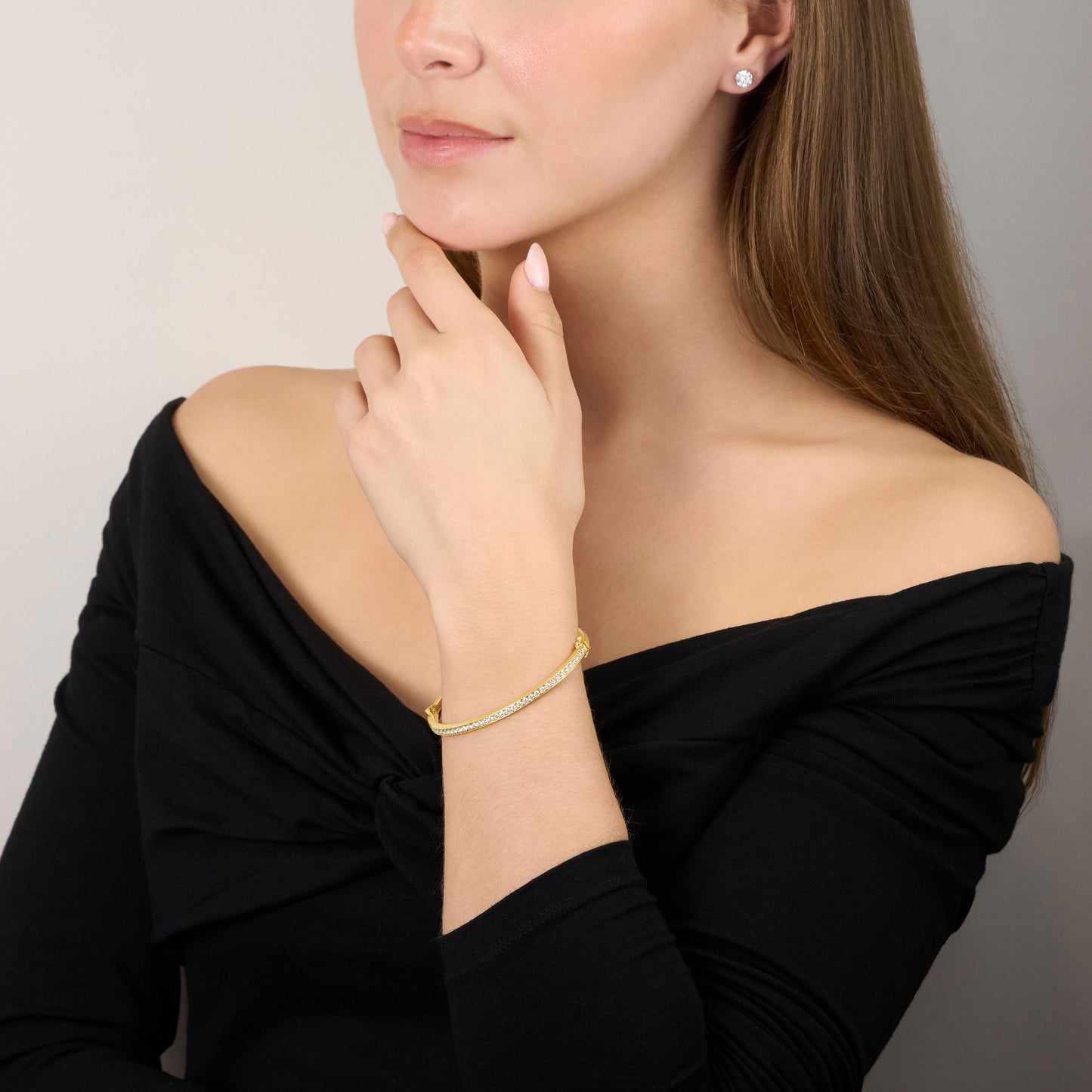 Skyline Collection 18ct Yellow Gold Diamond Set Bangle