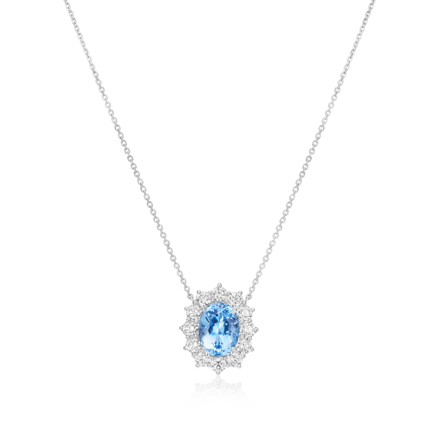 4.72cts Aquamarine and Diamond Cluster Pendant