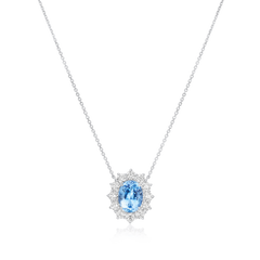 4.72cts Aquamarine and Diamond Cluster Pendant