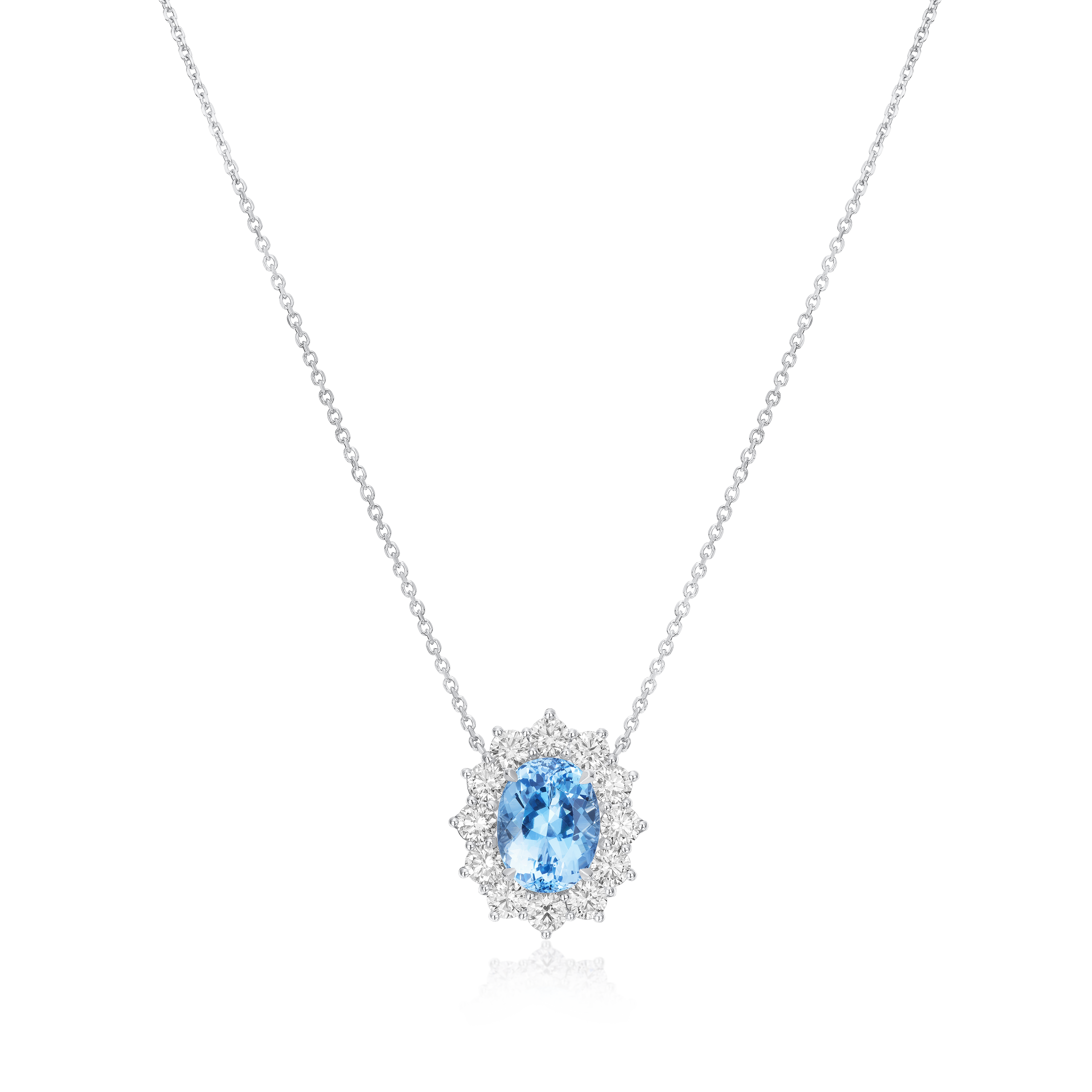 4.72cts Aquamarine and Diamond Cluster Pendant