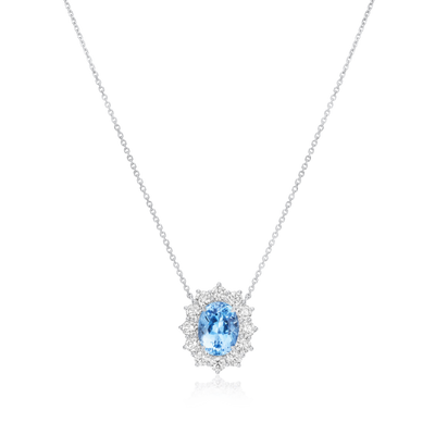 4.72cts Aquamarine and Diamond Cluster Pendant