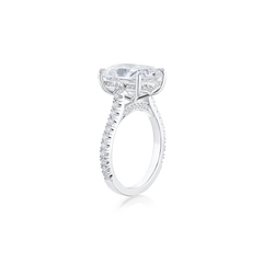 6.01ct Cushion Cut Diamond Ring With Diamond Set Shoulders and Bezels