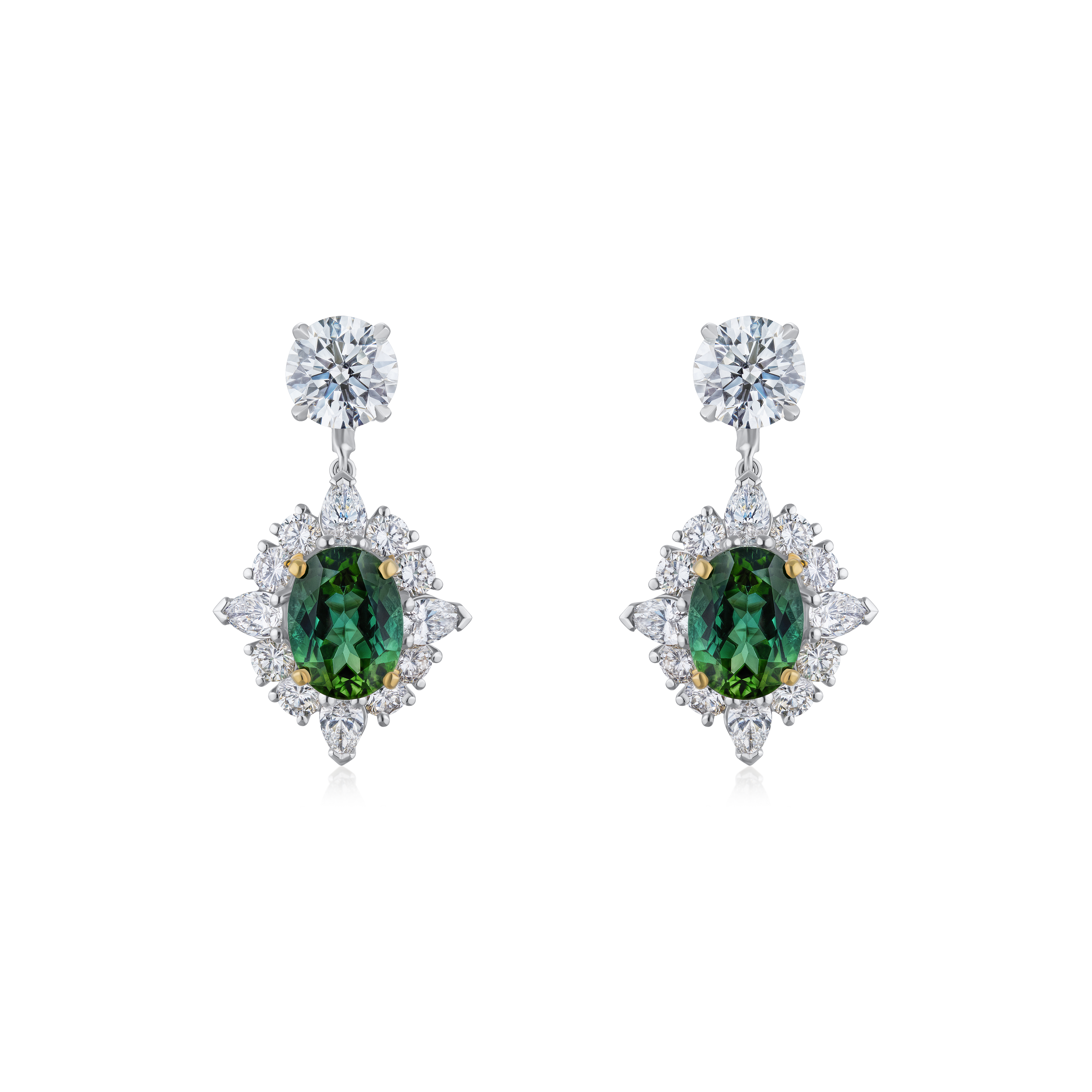 Tourmaline and Diamond Cluster Earrings