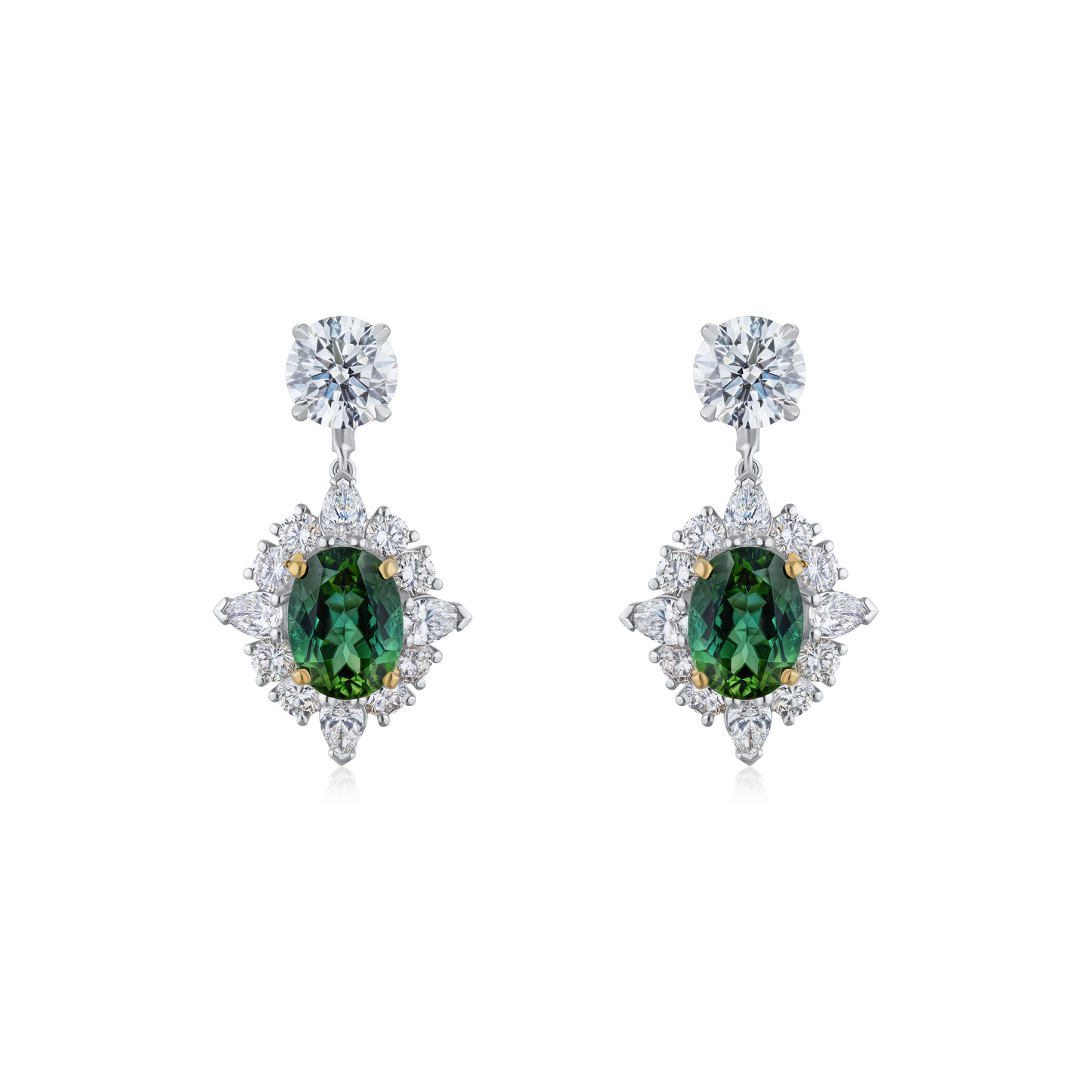 Tourmaline and Diamond Cluster Earrings