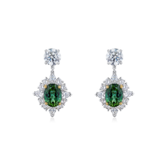 Tourmaline and Diamond Cluster Earrings