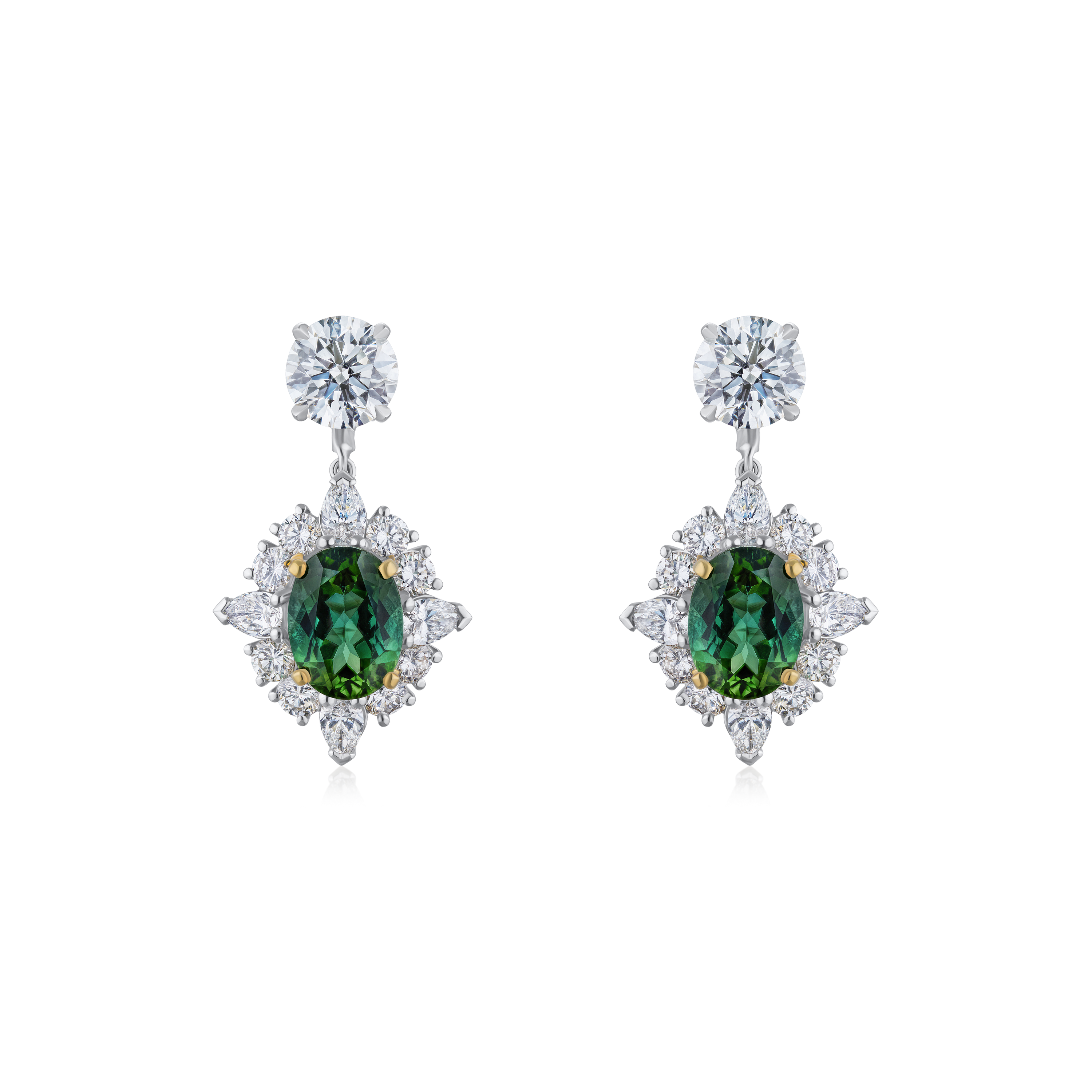 Tourmaline and Diamond Cluster Earrings