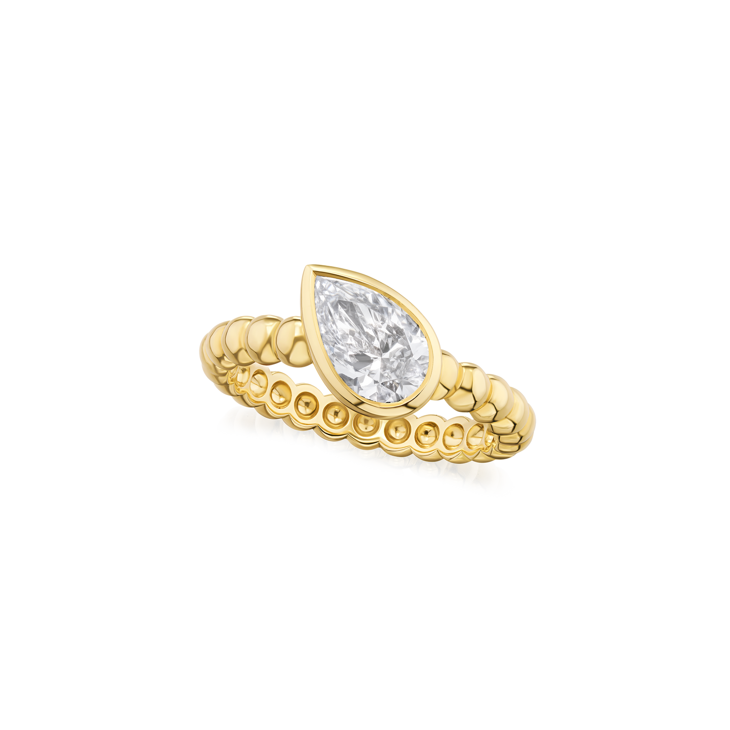 1.50ct Pear Cut Diamond Yellow Gold Ring
