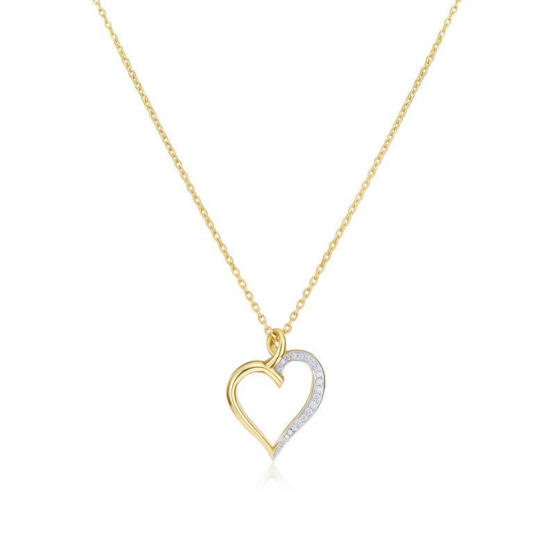 18ct Yellow Gold Diamond Set Heart Pendant