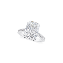 5.03ct Cushion Cut Diamond Ring With Diamond Set Shoulders and Bezels