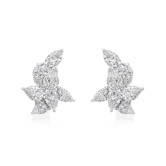 Pear and Marquise Cut Diamond Cluster Earrings