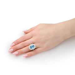 5.17ct Aquamarine and Diamond Ravello Cluster Ring
