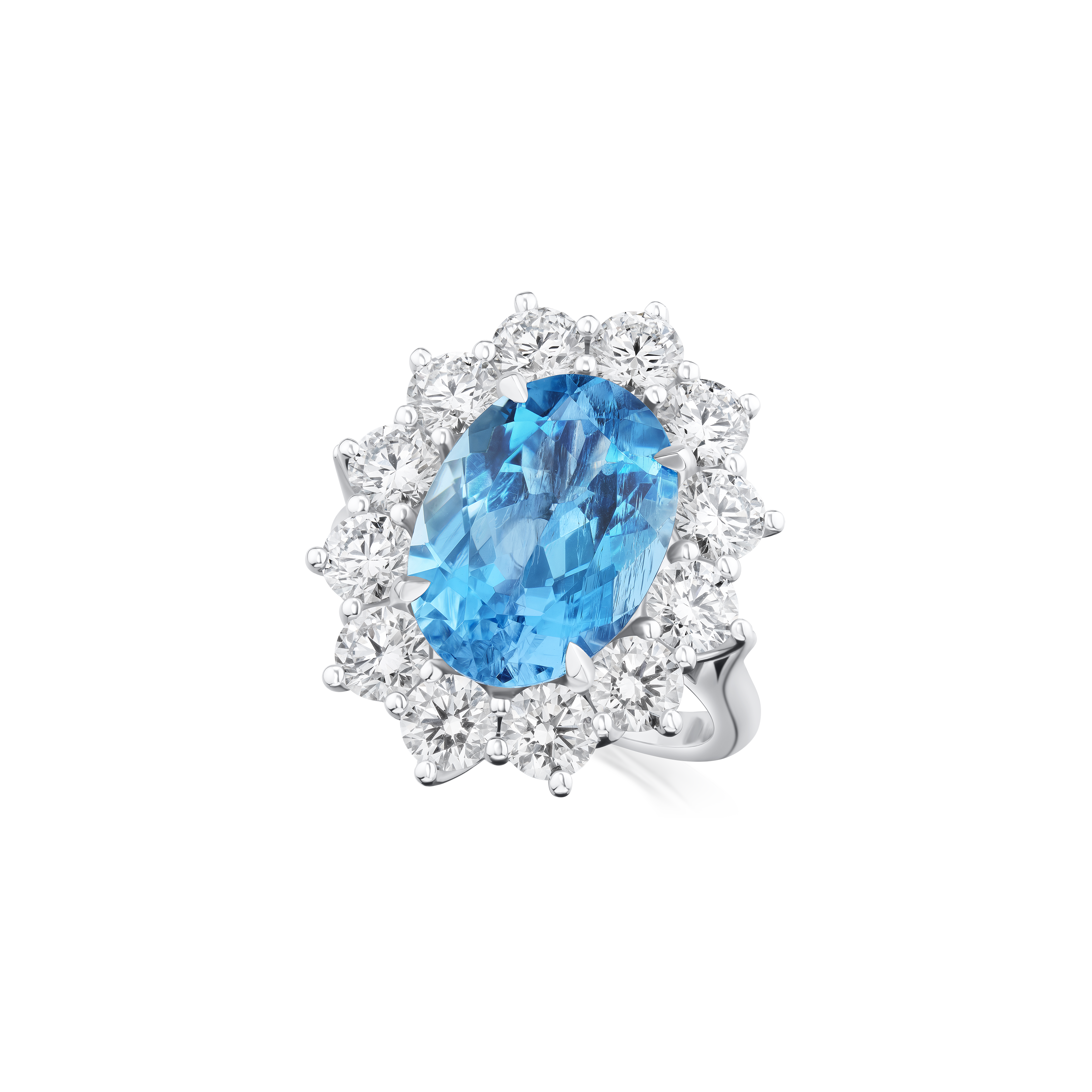 5.17ct Aquamarine and Diamond Ravello Cluster Ring