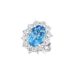 5.17ct Aquamarine and Diamond Ravello Cluster Ring