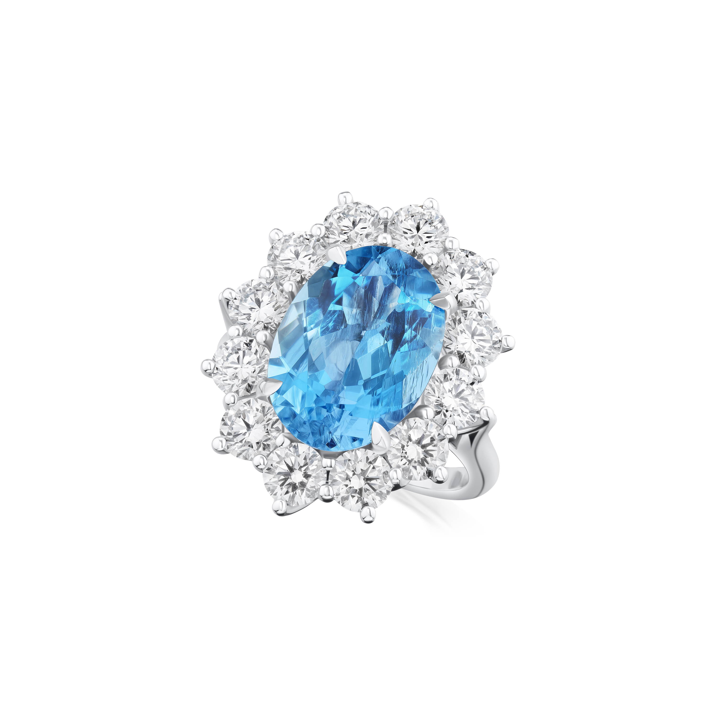 5.17ct Aquamarine and Diamond Ravello Cluster Ring