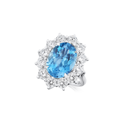 5.17ct Aquamarine and Diamond Ravello Cluster Ring