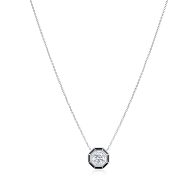 1.01ct Round Brilliant Cut Diamond and Enamel Pendant