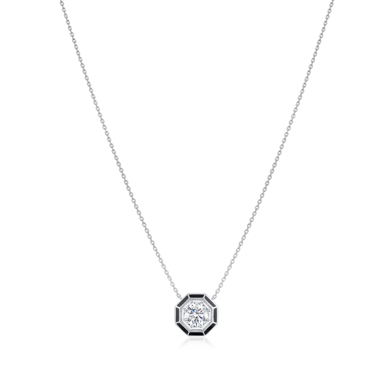 1.01ct Round Brilliant Cut Diamond and Enamel Pendant