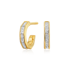 Nectar Collection Diamond Set 18ct Yellow Gold Hoop Earrings