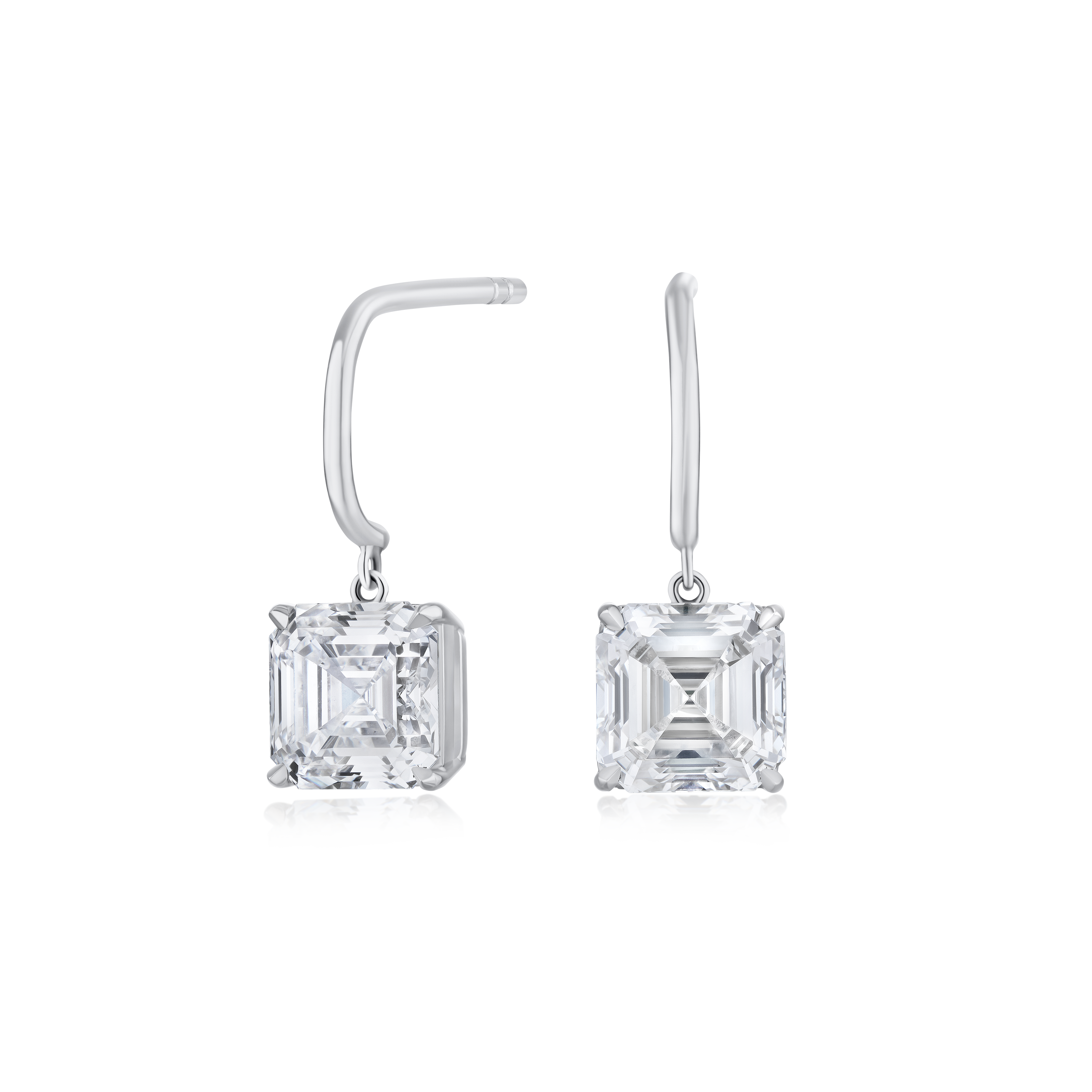 3.08ct Square Emerald Cut Diamond Drop Earrings